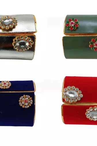 Free size brass 4 multi color kundan stud bracelet combo