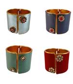 Free size brass 4 multi color kundan stud bracelet combo