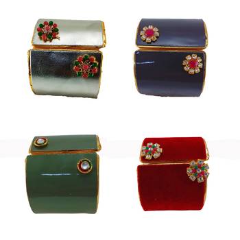 Free size brass 4 multi color kundan stud bracelet combo 3