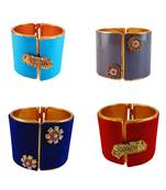 Free size brass 4 multi color kundan stud bracelet combo