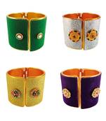 Free size brass 4 multi color kundan stud bracelet combo