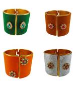 Free size brass 4 multi color kundan stud bracelet combo