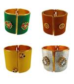 Free size brass 4 multi color kundan stud bracelet combo