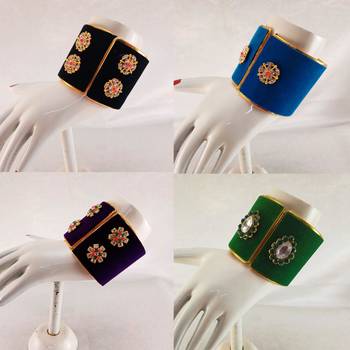 Free size brass 4 multi color kundan stud bracelet combo 2