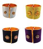 Free size brass 4 multi color kundan stud bracelet combo