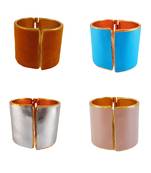 Free size brass 4 multi color plain bracelet combo