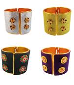 Free size brass 4 multi color kundan stud bracelet combo