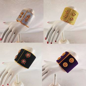 Free size brass 4 multi color kundan stud bracelet combo 2