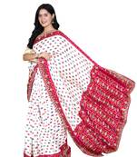 White silk blend zardosi work saree