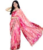Pink women's jaal bandhani printed traditional silk blend saree for women