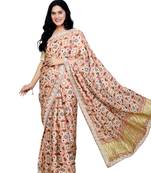 Brown patola print gaji satin hand work saree