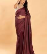 Maroon burfi art silk saree with important lycra blouse
