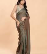Olive burfi art silk saree with important lycra blouse