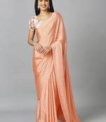 Peach chiffon resham embroidery party wear designer saree