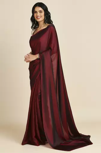 Dark maroon art silk tie dye party wear saree
