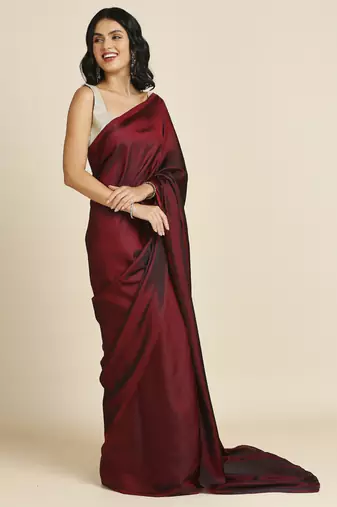 Dark maroon art silk tie dye party wear saree