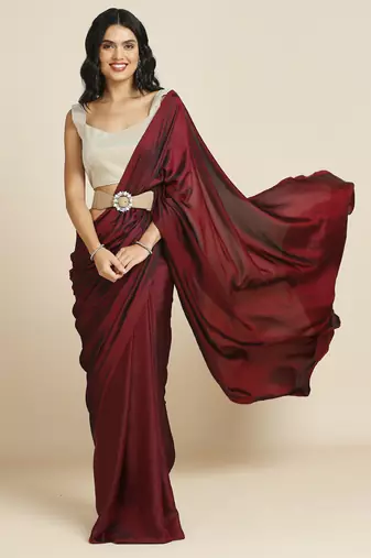 Dark maroon art silk tie dye party wear saree