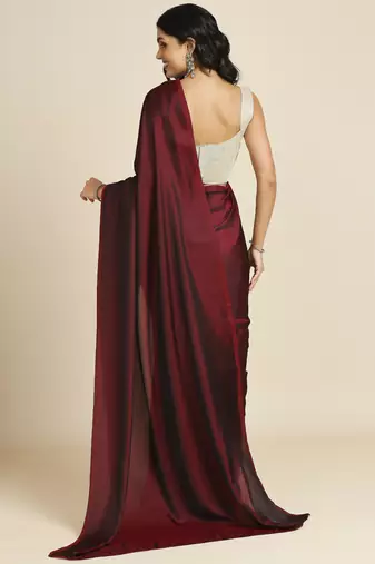 Dark maroon art silk tie dye party wear saree