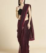 Wine fancy fabric sequins work party wear designer saree