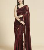 Maroon fancy fabric sequins work party wear designer saree