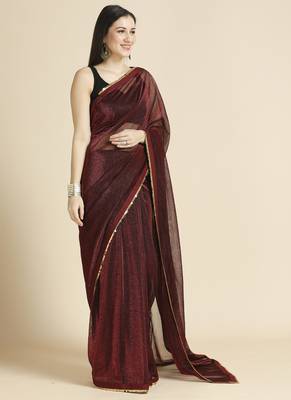 Maroon fancy fabric sequins work party wear designer saree 3