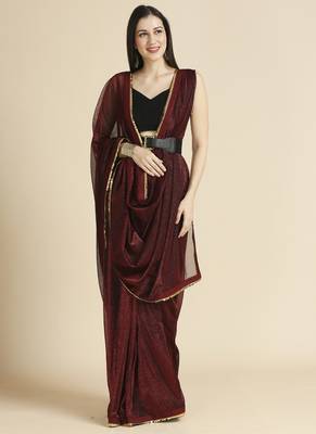 Maroon fancy fabric sequins work party wear designer saree 4