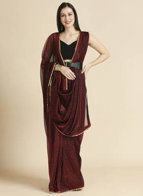 Maroon fancy fabric sequins work party wear designer saree 5