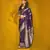 Dark purple two tone handloom weaving silk blend saree with contrast pallu 