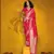 Red two tone handloom weaving silk blend saree with contrast pallu 