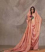 Peach two tone handloom weaving Silk blend saree with contrast pallu 