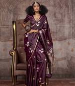 Maroon pure satin handloom weaving silk Blend saree