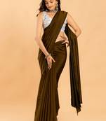 Olive burfi silk saree lycra blouse