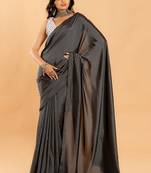 Dark grey burfi silk saree lycra blouse