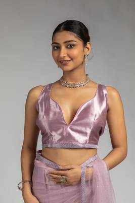 pre draped lavender designer net saree 5