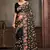 Designer black resham zari embroidery work net saree