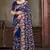 Designer navy blue resham zari embroidery work net saree
