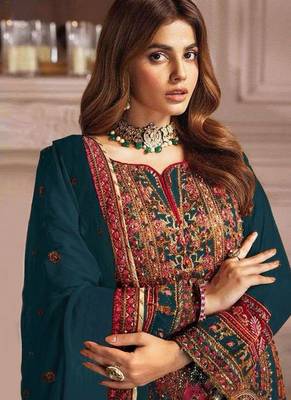 Royal blue heavy faux georgette embroidery pakistani salwar suit 2