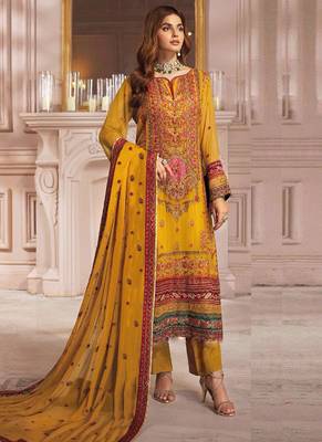 Women's Yellow Georgette Pakistani Salwar Suit 1