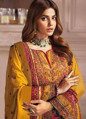 Women's Yellow Georgette Pakistani Salwar Suit 4
