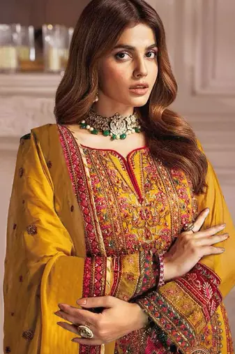 Women's Yellow Georgette Pakistani Salwar Suit
