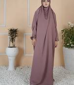 Pink very loose and free size jilbab in firdaus with adjustable face coverage