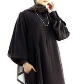 black abaya with umbrella flare bottom and balloon sleeves