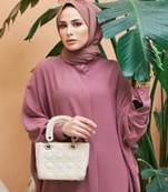 Puce pink  kaftan abaya in firdaus fabric
