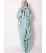 Sky blue two piece jilbab set in firdaus with flared skirt and full size khimar