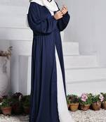 Three pieces abaya set with white nida satin sleeveless inner open abaya and white hijab