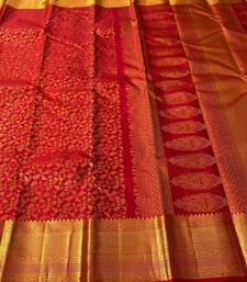 Red silk blend sarees with blouse piece