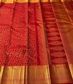 Red silk blend sarees with blouse piece