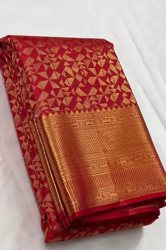 Red silk blend sarees with blouse piece