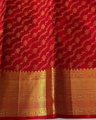 Red silk blend sarees with blouse piece 4