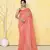 peach sequin work soft pure cotton saree with blouse piece